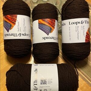 Loops & Threads Soft Classic Yarn - dark chocolate 4 - 7oz skeins
